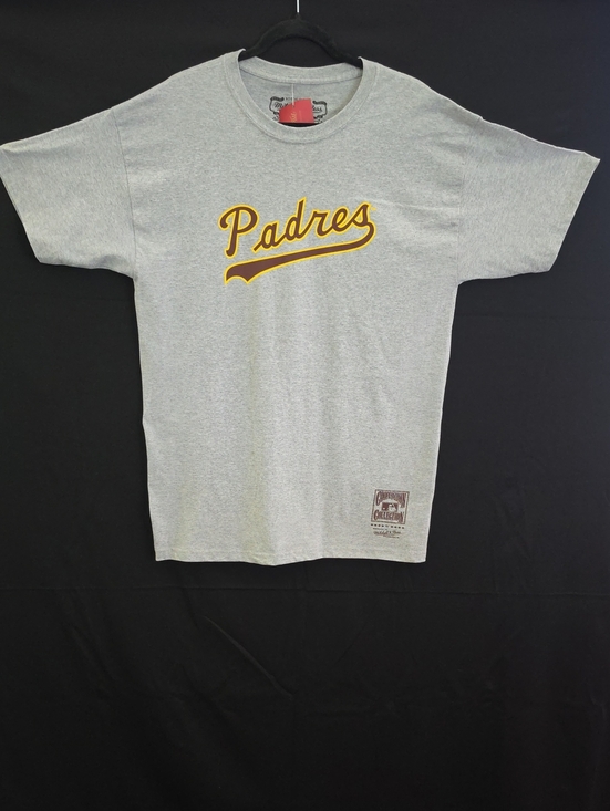 Mitchell & Ness Other - Mitchell & Ness Gray Padres Script Tee with Gold Accent